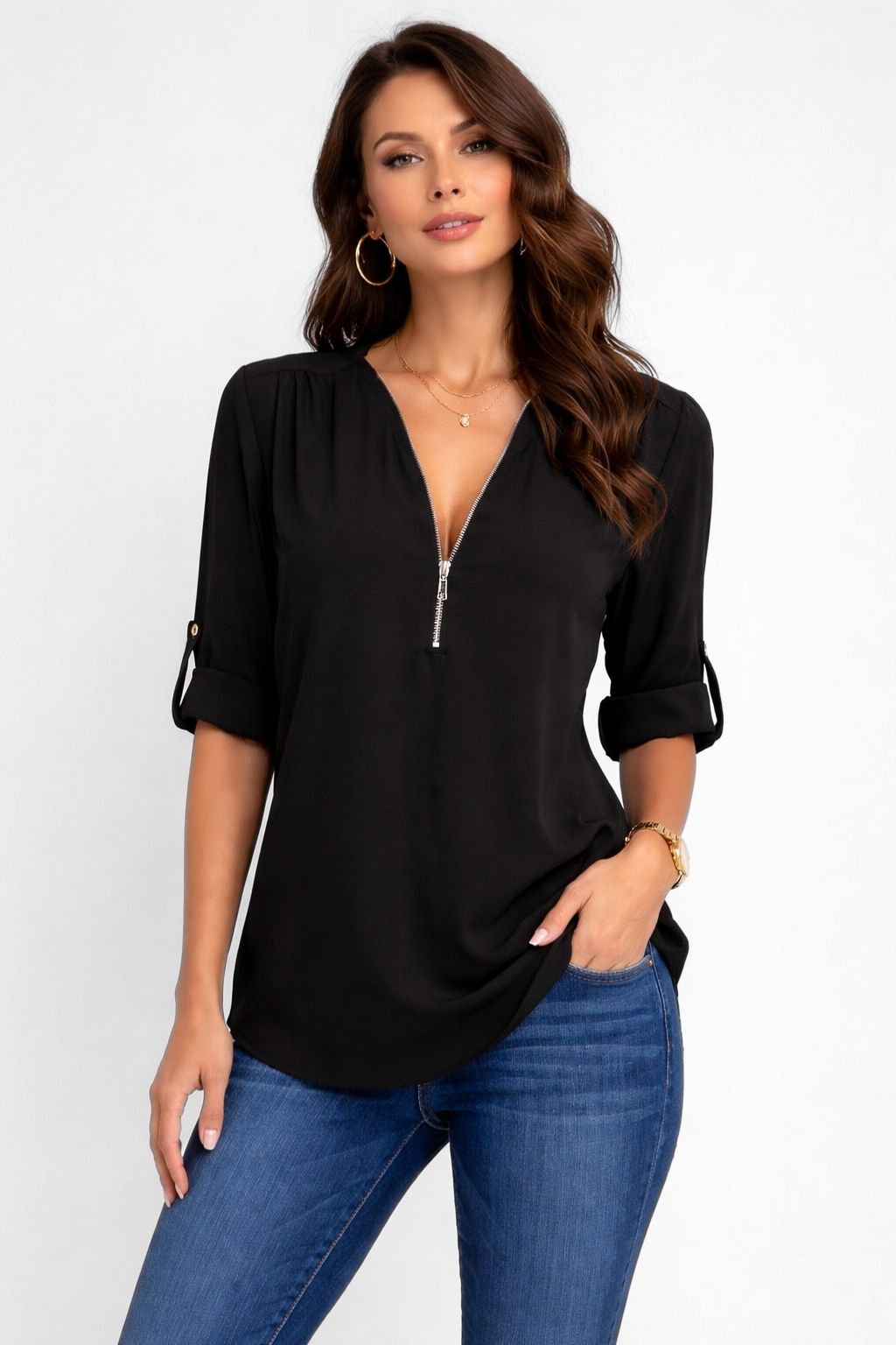 Blusa Feminina Manga 3/4 Carina