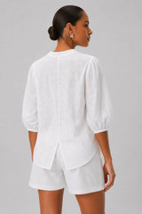 Blusa Feminina Manga 3/4 Laise Bordada Marry