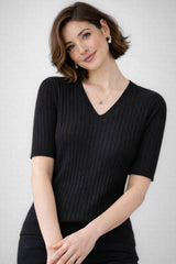 Blusa Feminina Manga Curta Canelada Mari