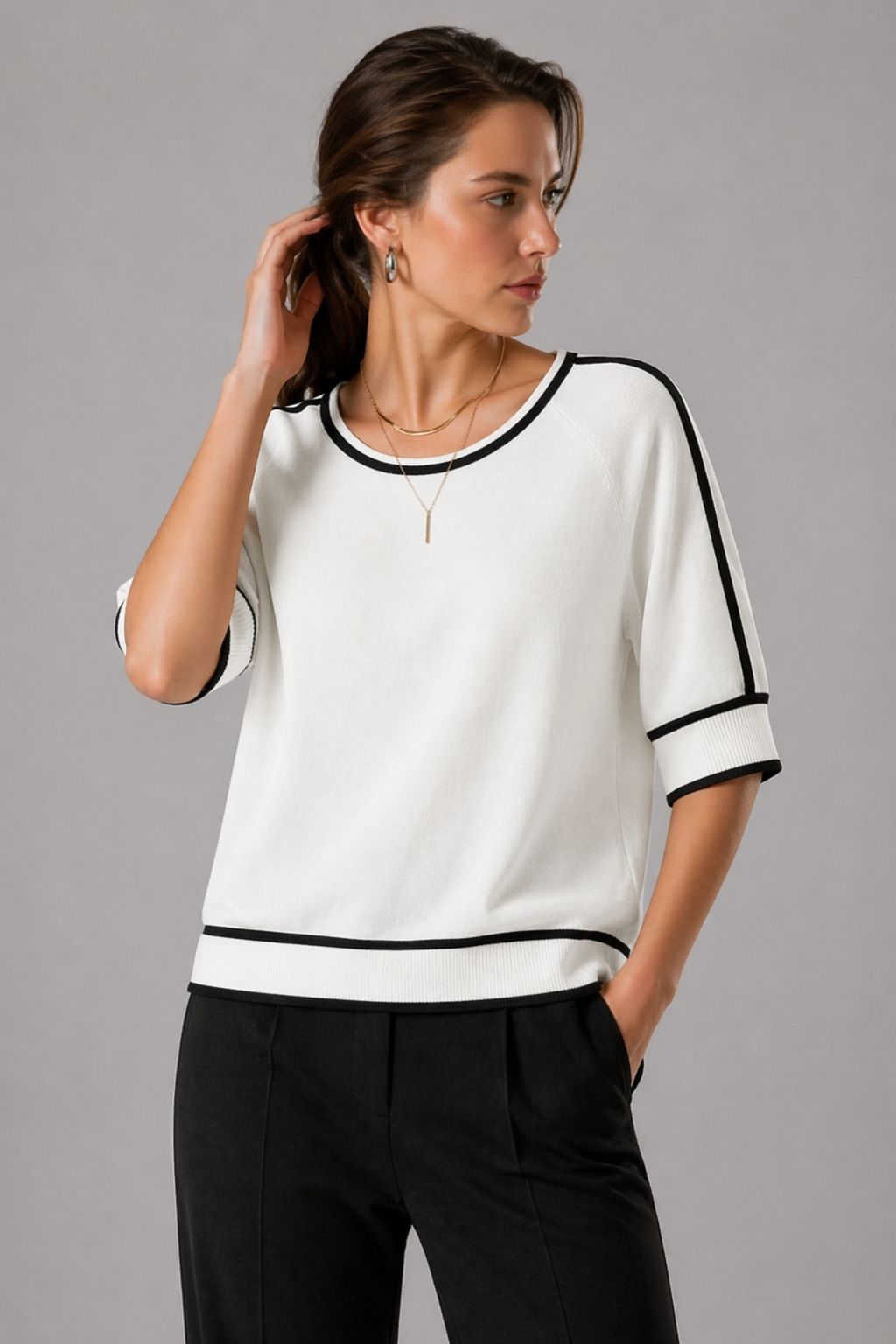 Blusa Feminina Manga Curta Stripe