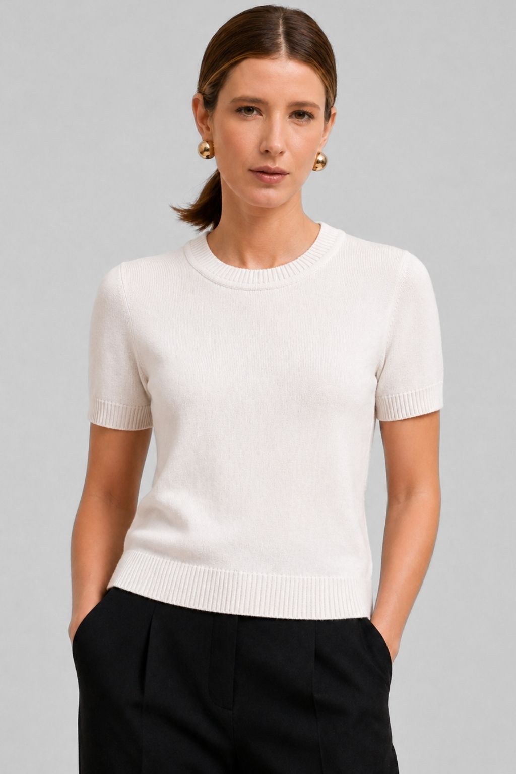Blusa Feminina Manga Curta Tricot Modal