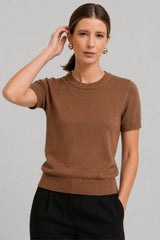 Blusa Feminina Manga Curta Tricot Modal
