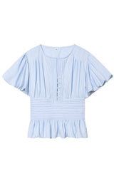 Blusa Feminina Peplum Azul Manga Borboleta Joici