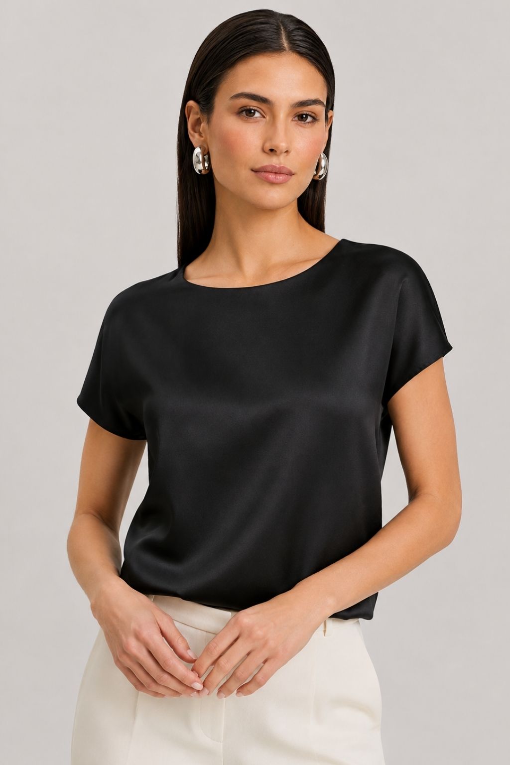 Blusa Feminina Seda Manga Curta Lolla