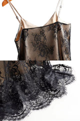 Blusa Renda Cetim Preta Amari