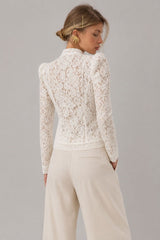 Blusa Renda Manga Longa Fecho Tang Chinês