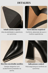 Bota Feminina Cano Alto Bico Fino De Couro Preta Angel
