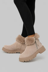 Bota Feminina Cano Curto Camurça Peluciada Padded