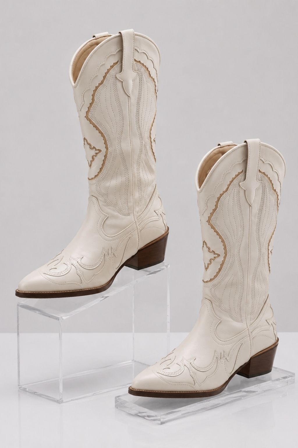 Bota Texana Feminina Country Off White Ana