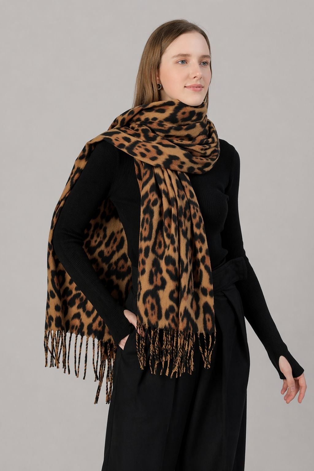 Cachecol Feminino Longo Leopard