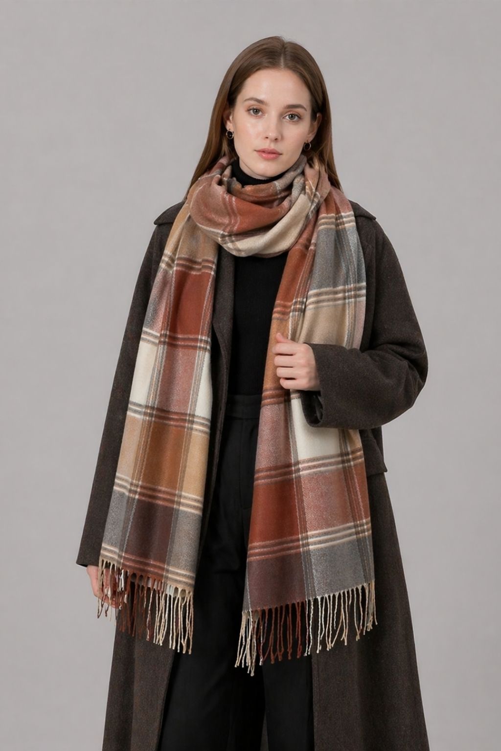 Cachecol Feminino Longo Xadrez