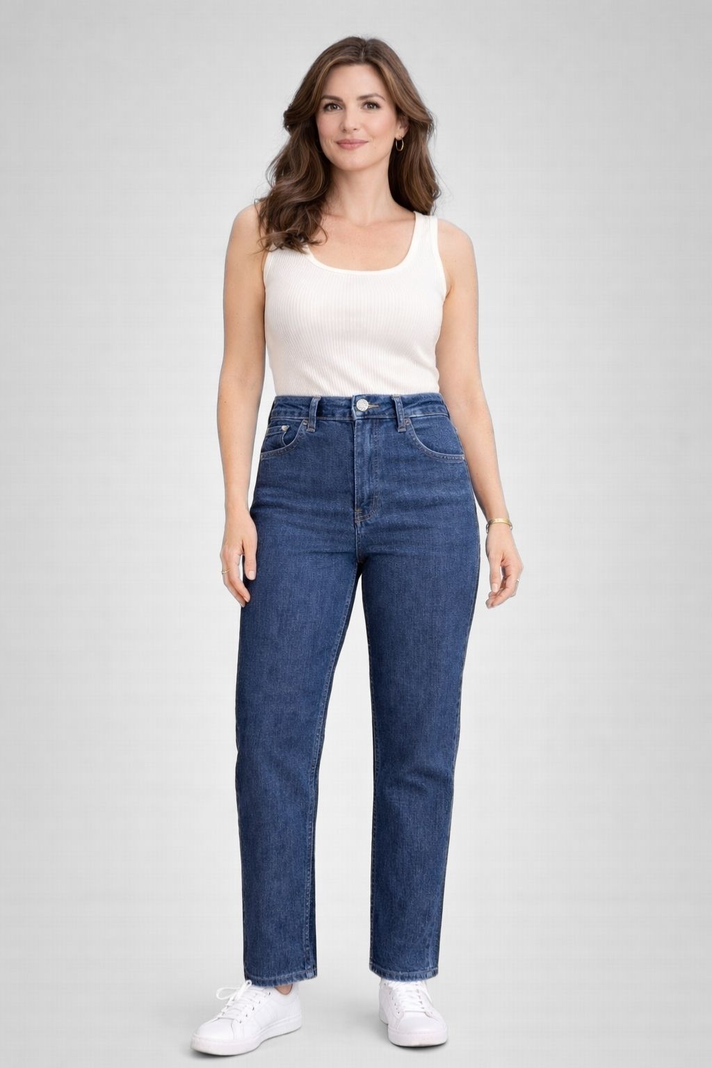 Calça Jeans Feminina Reta Cintura Alta Tais