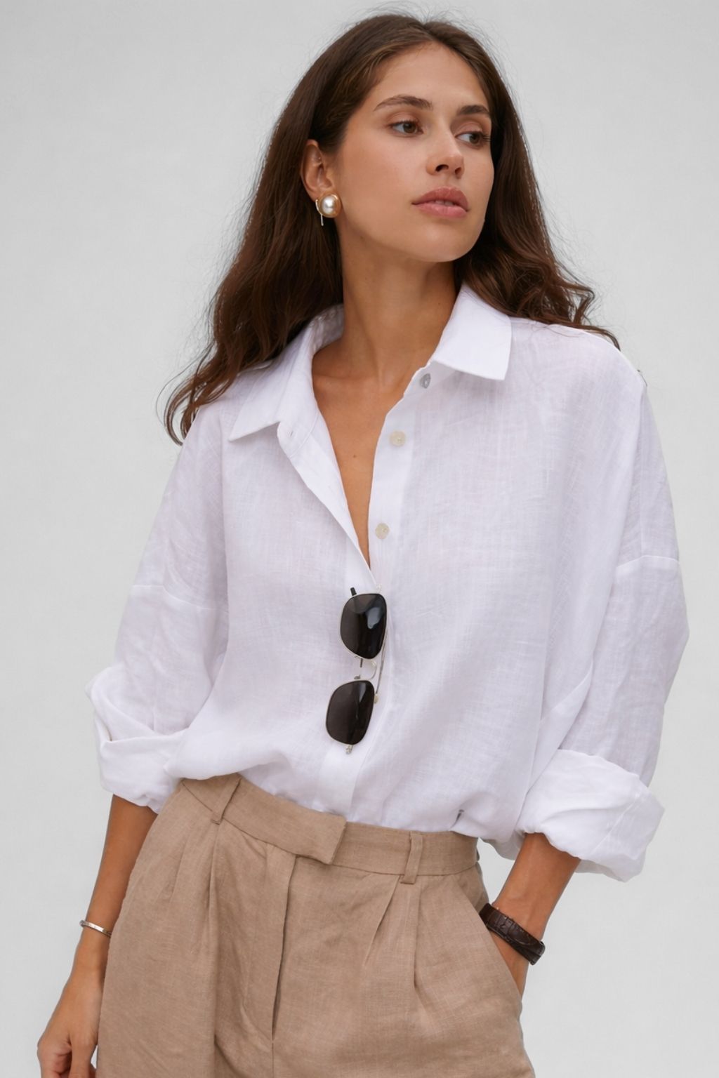 Camisa Feminina Social Branca Algodão Mariene