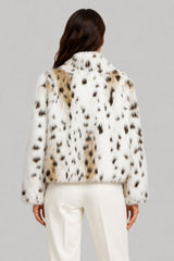 Casaco De Pelo Feminino Branco Leopard
