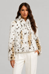 Casaco De Pelo Feminino Branco Leopard