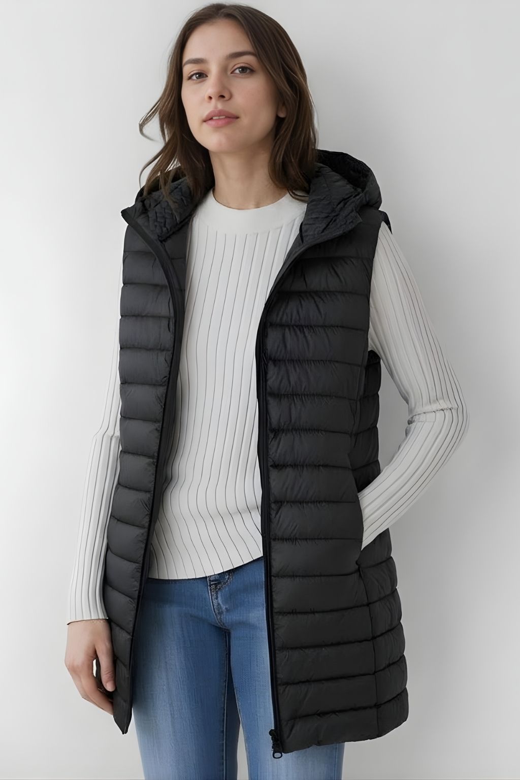 Colete Feminino Alongado Puffer Fashion
