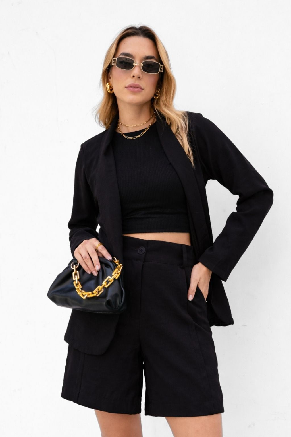 Conjunto Alfaiataria Feminino Bermuda e Blazer Caty