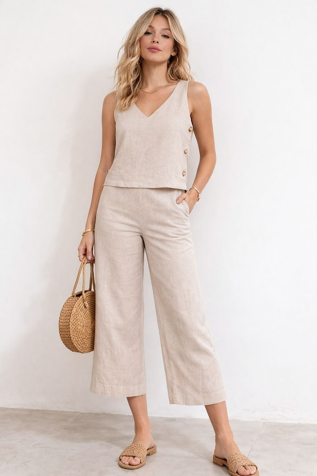 Conjunto Feminino Alfaiataria Linho Magda