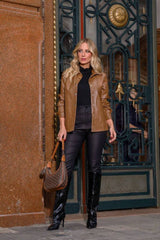Jaqueta De Couro Marrom Feminina Julie