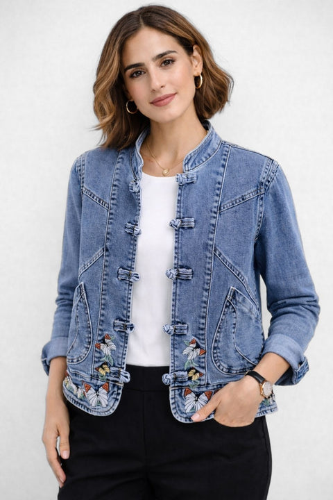 Jaqueta Feminina Jeans Bordada Carol