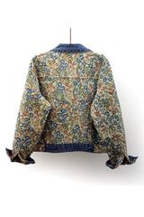 Jaqueta Jeans Feminina Estampada Flowers