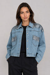 Jaqueta Jeans Feminina Paete Lindisay