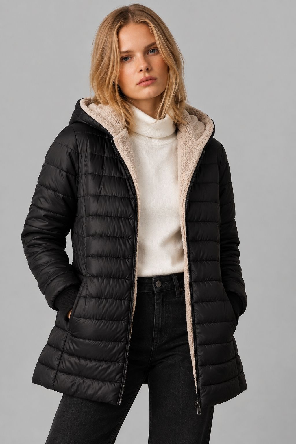 Jaqueta Puffer Feminina Forrada Cute