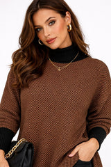 Poncho Feminino Tricot Xadrez