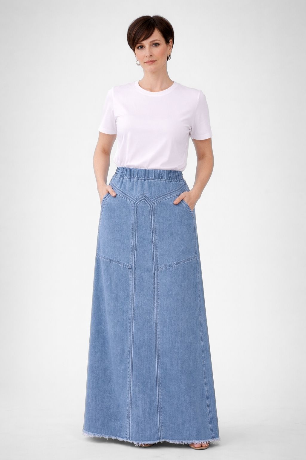Saia Jeans Longa De Cintura Alta Miriam