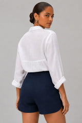 Short Alfaiataria Feminino Azul Paula