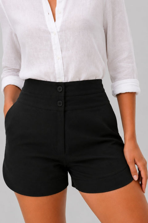 Short Alfaiataria Feminino Preto Paula