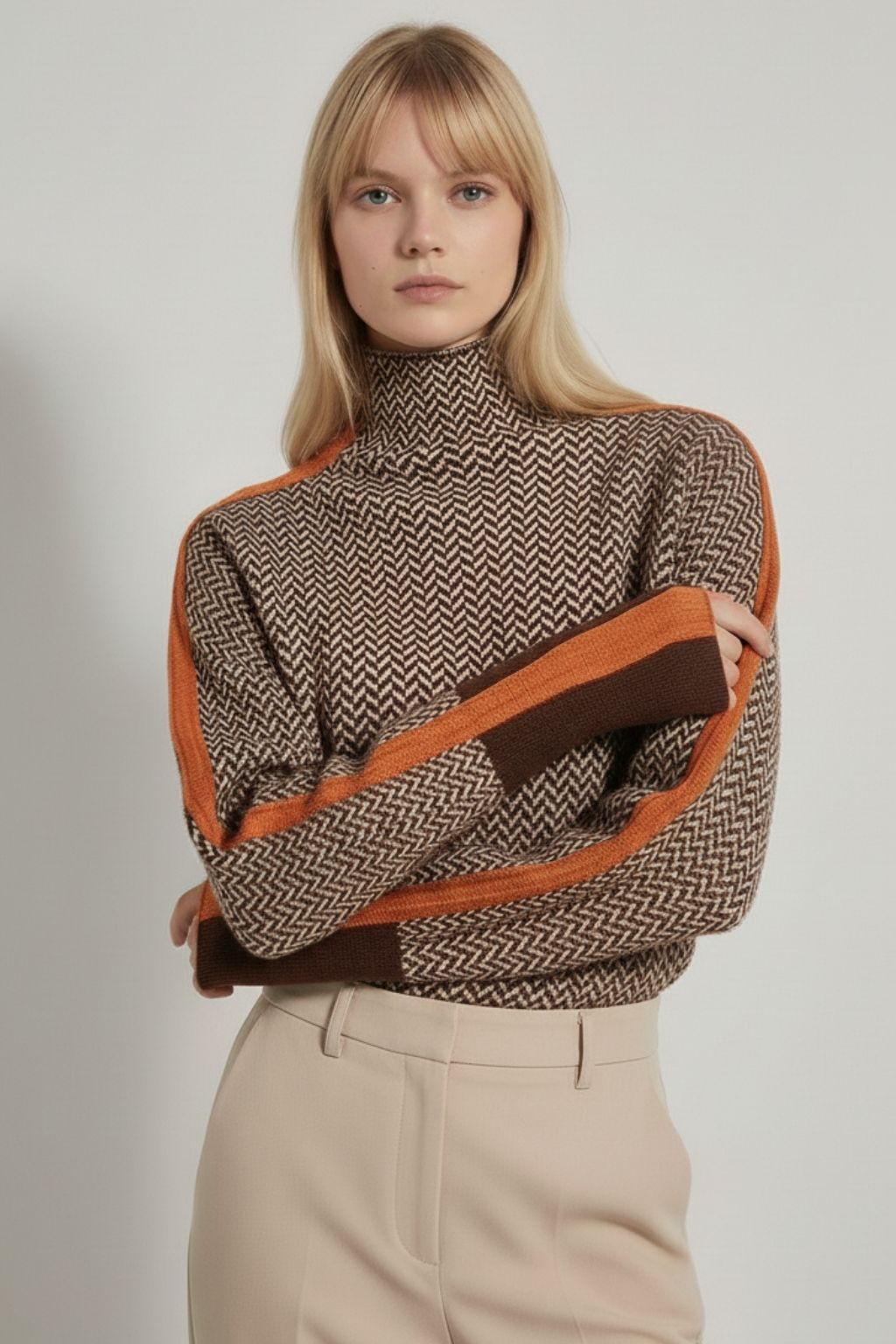 Suéter Feminino Marrom Gola Alta Ariadne