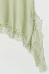 Vestido Cetim Curto Renda Verde Nona