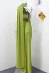 Vestido Longo de Festa Halter Enrolado