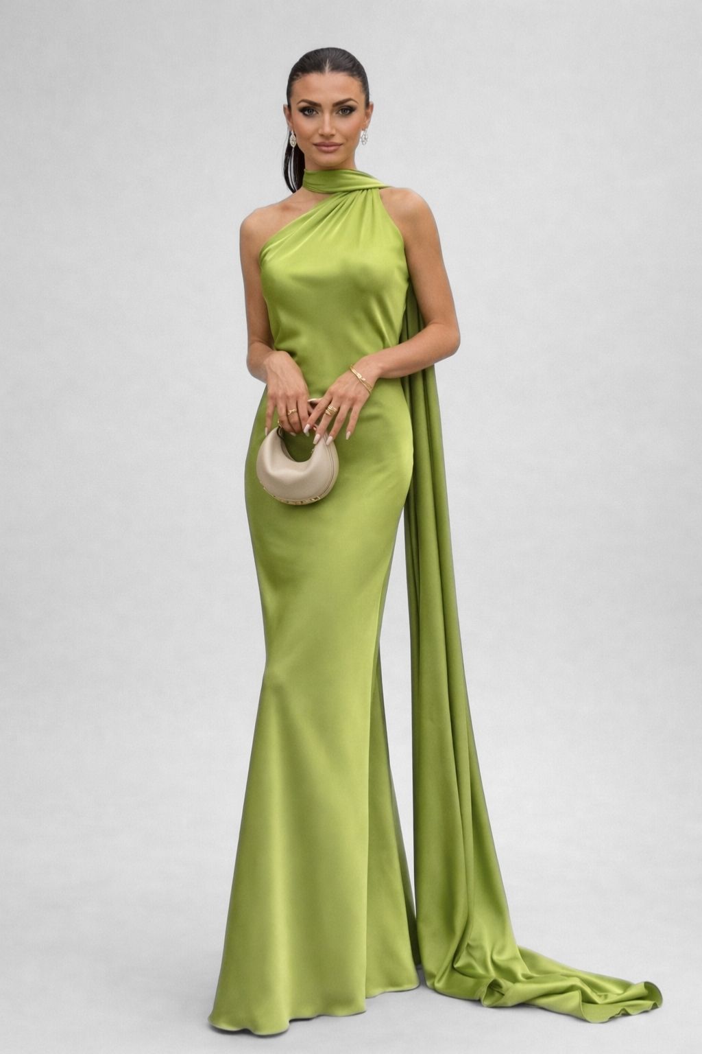 Vestido Longo de Festa Halter Enrolado