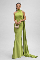 Vestido Longo de Festa Halter Enrolado
