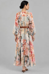 Vestido Longo Elegante Aquarela