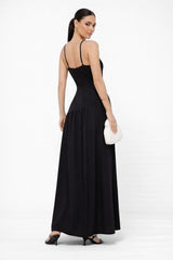 Vestido Longo Preto de Festa Elegante Carina